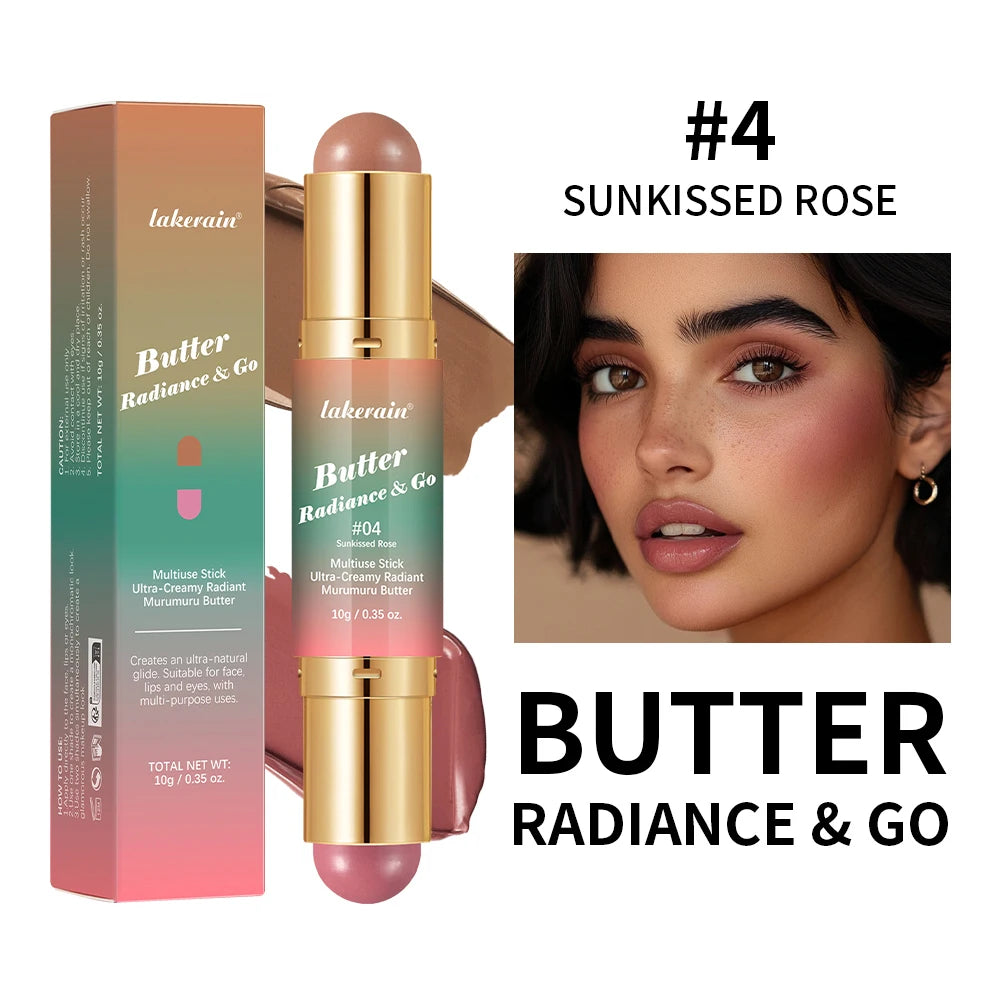Multipurpose Blush Stick Moisturizing Skin Long Lasting Natural Double-headed Bronzer-Blush Stick Pigmented Beauty Makeup Oasis Select Color 4