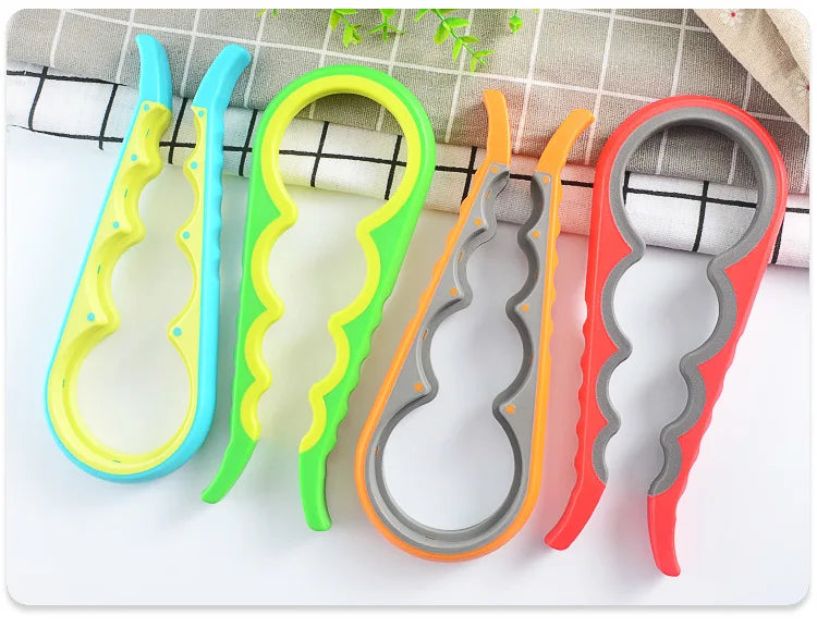 Creative Multi-functional 4-in-1 Size Bottle Cap Opener Home Kitchen Can Opener Non-slip Twist Bottle Caps Wine Opener Oasis Select Blue