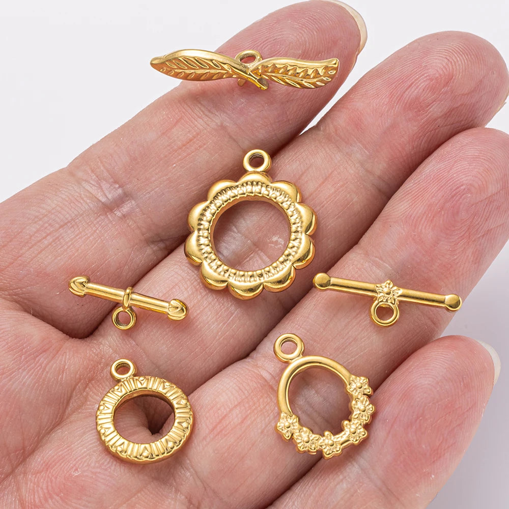 5 Sets Stainless Steel Toggle Clasp T-bar Closure Ring Fastener Hook End Connectors for DIY Necklace Bracelet Jewelry Making Oasis Select