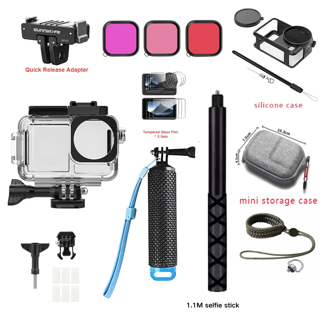 70M Dive Housing for DJI Osmo Action 6 + Underwater Fill Light