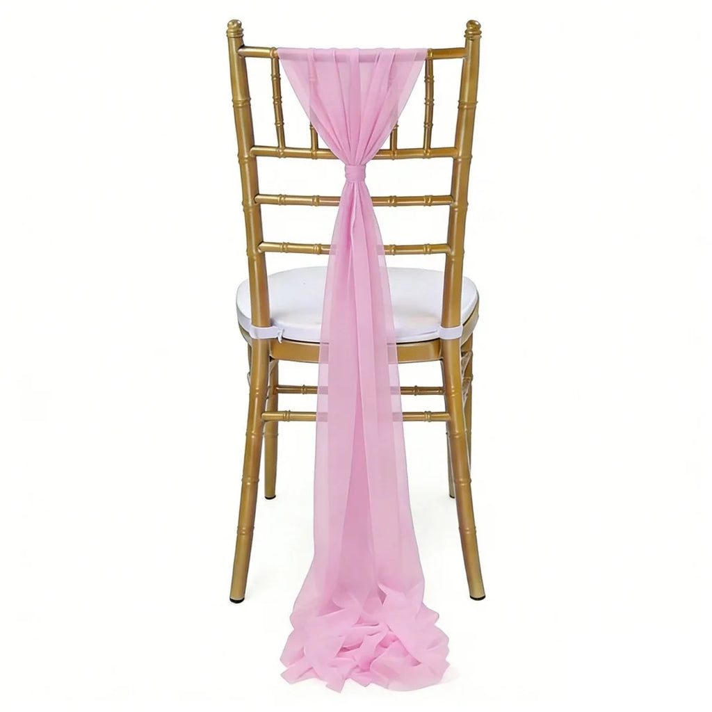 Wedding Chair Sash Beauty Tulle Polyester Streamer Hotel Banquet Decoration Chair Cover Tie Ribbon Bow Oasis Select Pink