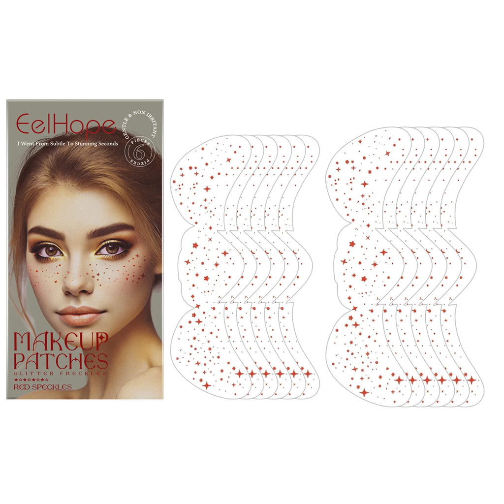 Glitter Freckle Temporary Tattoo Stickers – Metallic Star Face Face Tattoo Stickers Oasis Select Red X 2 boxed