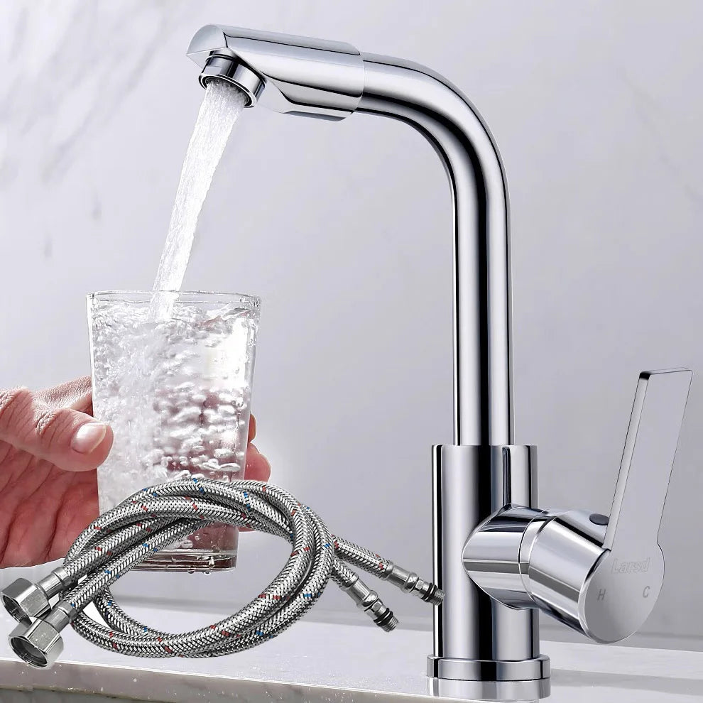 Rotatable Single Handle Hot & Cold Basin Faucet | Kitchen & Bath