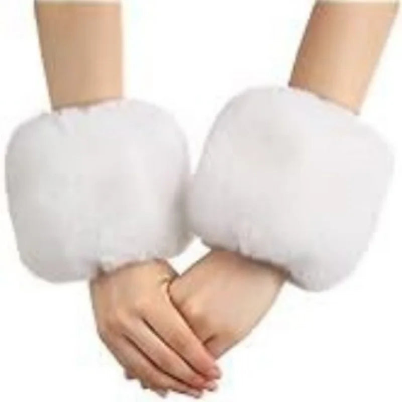 Adult wristband sleeves Christmas sleeves imitation rabbit fur warm sleeves plush gloves versatile fashion warm wrist protection Oasis Select 1