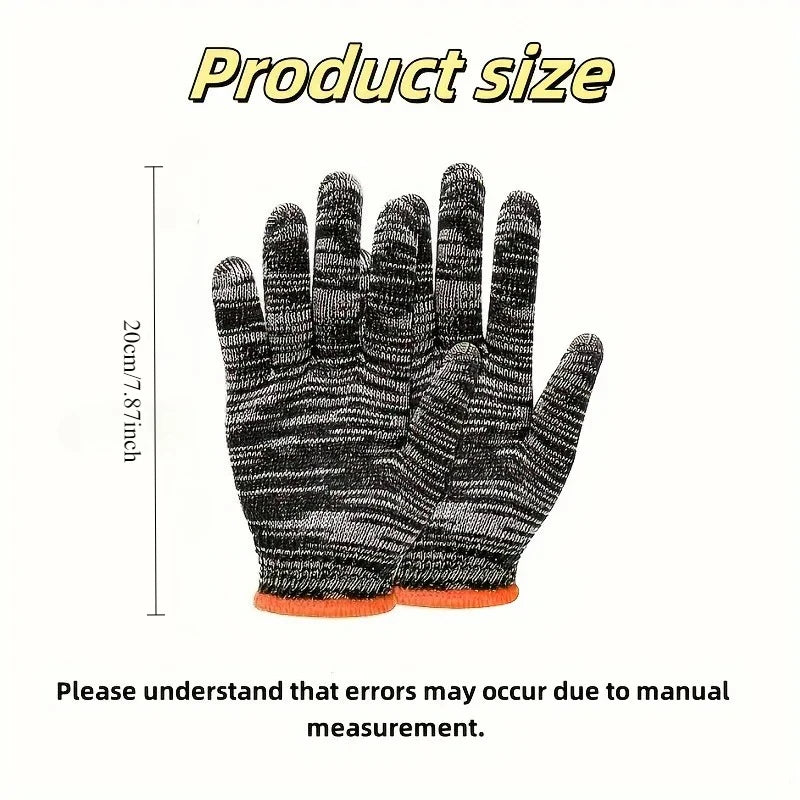 3/6/12 Pairs of High-Quality Nylon Work Gloves, Wear-Resistant for Carpentry, Gardening, Outdoor Camping Hiking Fishing Non-Slip Oasis Select