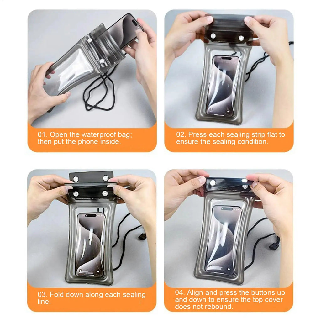 Universal Waterproof Phone Case Dry Bag with Lanyard Transparent  Touch Screen   for Beach Diving Snorkeling Surfing Travel
