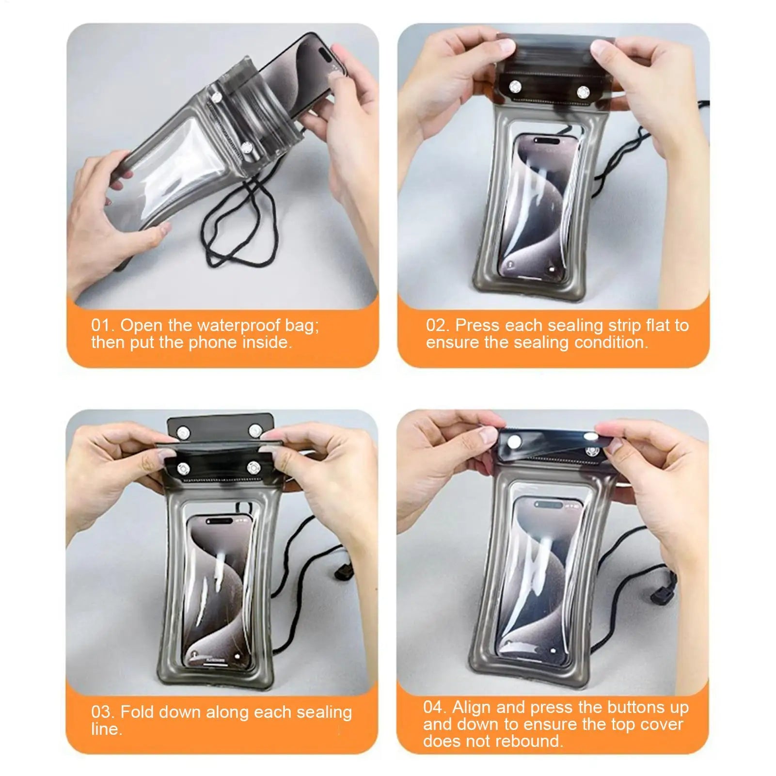 Universal Waterproof Phone Case Dry Bag with Lanyard Transparent  Touch Screen   for Beach Diving Snorkeling Surfing Travel