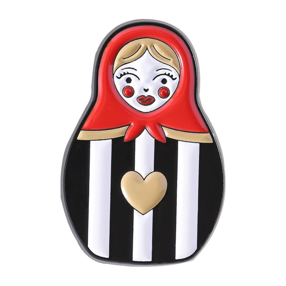 Russian Cultural Costume Collected Enamel Pin Classic Russian Nesting Doll Metal Brooches Lapel Badge Jewelry Gift for Friends Oasis Select Style 3