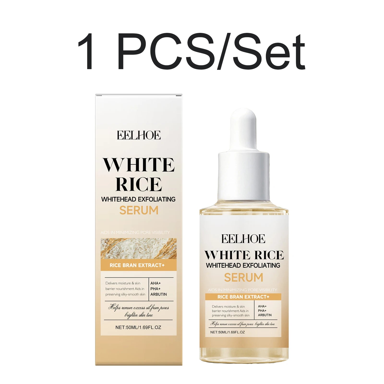 Rice Exfoliating Serum AHA PHA Arbutin Gentle Exfoliation Brightening Smooth Skin Pore Care Dead Skin Remover Daily Use 50ml Oasis Select 1 PCS