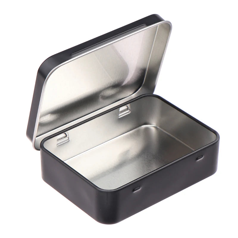 1PC Frosted Household Iron Storage Box Metal Box Tin Plated Container Empty Hinged Lid Small Empty Storage Box Oasis Select Black