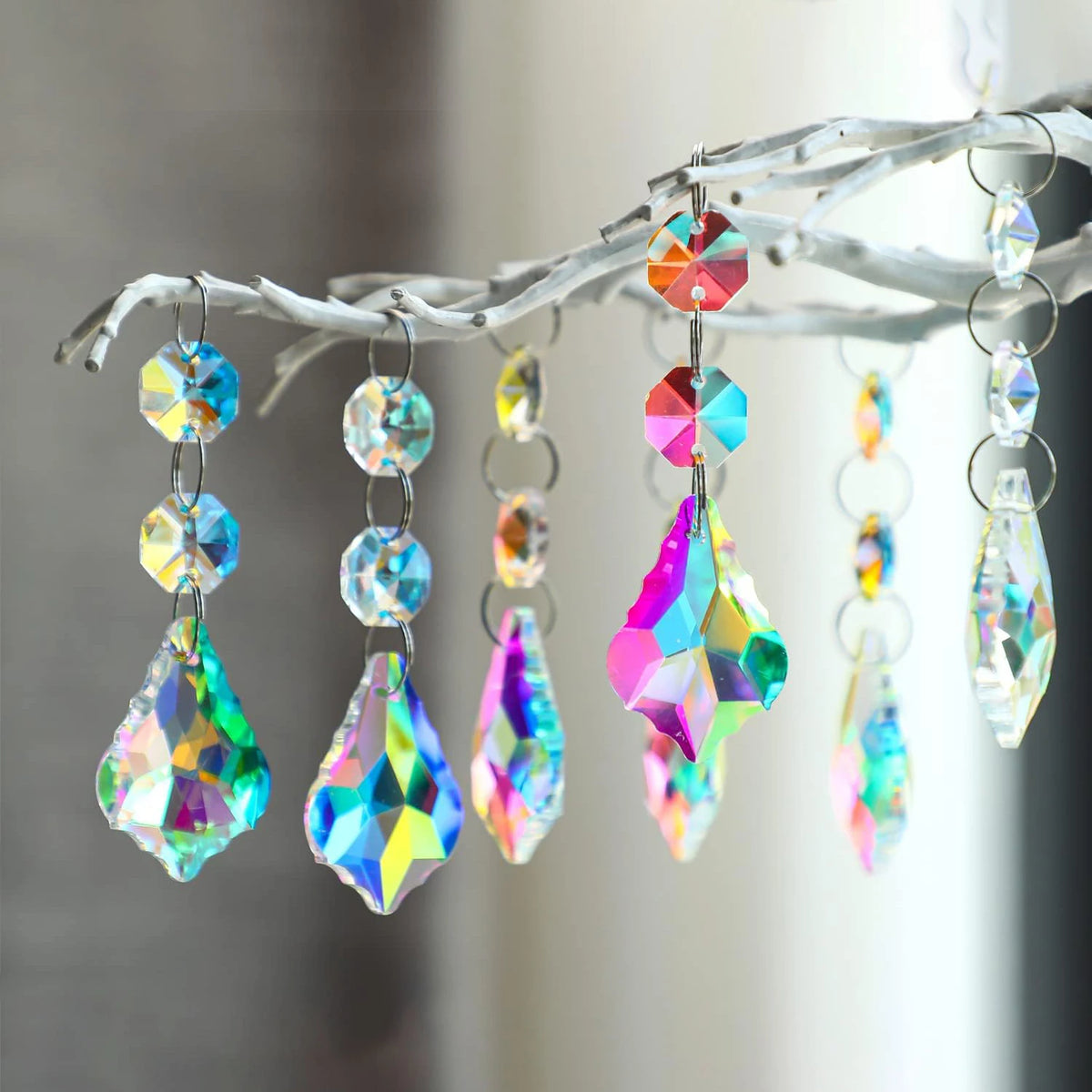 1PCs Crystal Suncatcher 9cm Curtain Pendant Sun Catcher AB Color Rainbow Chaser Glass Prism Outdoor Window Home Garden Decor Oasis Select