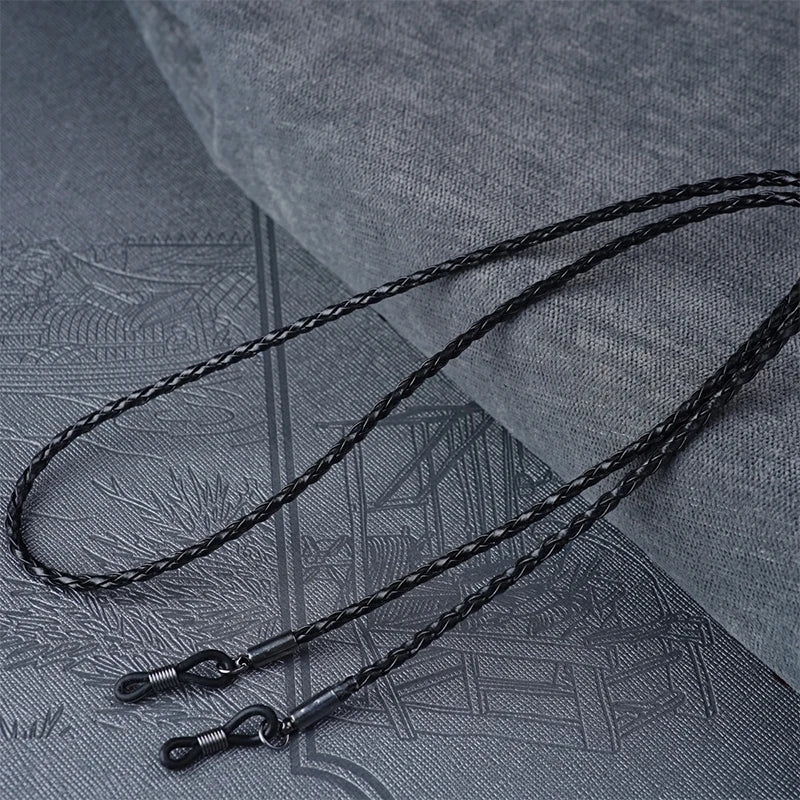 Multi-color Sunglasses Hanging Chain Twist Glasses Rope Leather Rope Chain Outdoor Sports Anti-slip Sunglasses Chain Accessories Oasis Select 1pc-black