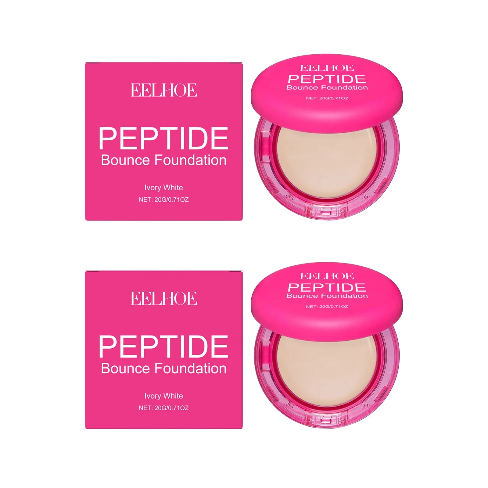 Peptide Bounce Balm Foundation Lasting Full Coverage Concealer Covers Spot Blemishes Brightening Oil Control Makeup Base Cream Oasis Select 2Pcs x Ivory White