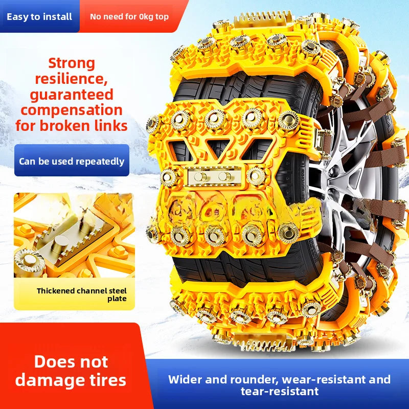 Car tire snow chains for sedans, SUVs, and off-road vehicles—TPU material that protects tires from damage, ice-breaking, and off Oasis Select
