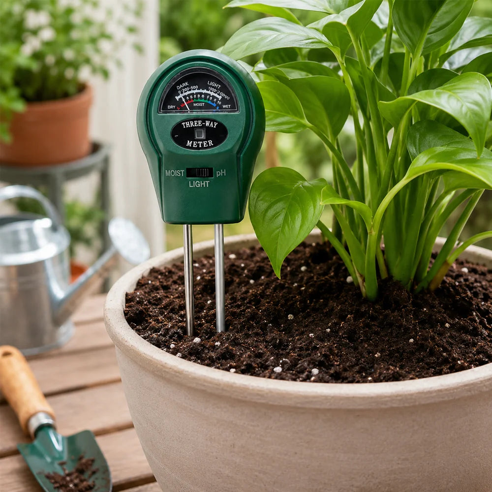 3-in-1 Soil Tester PH Moisture Light Meter Plant Water Sensor Gardening Tool for Indoor Outdoor Garden Farm Flowers Battery Free Oasis Select