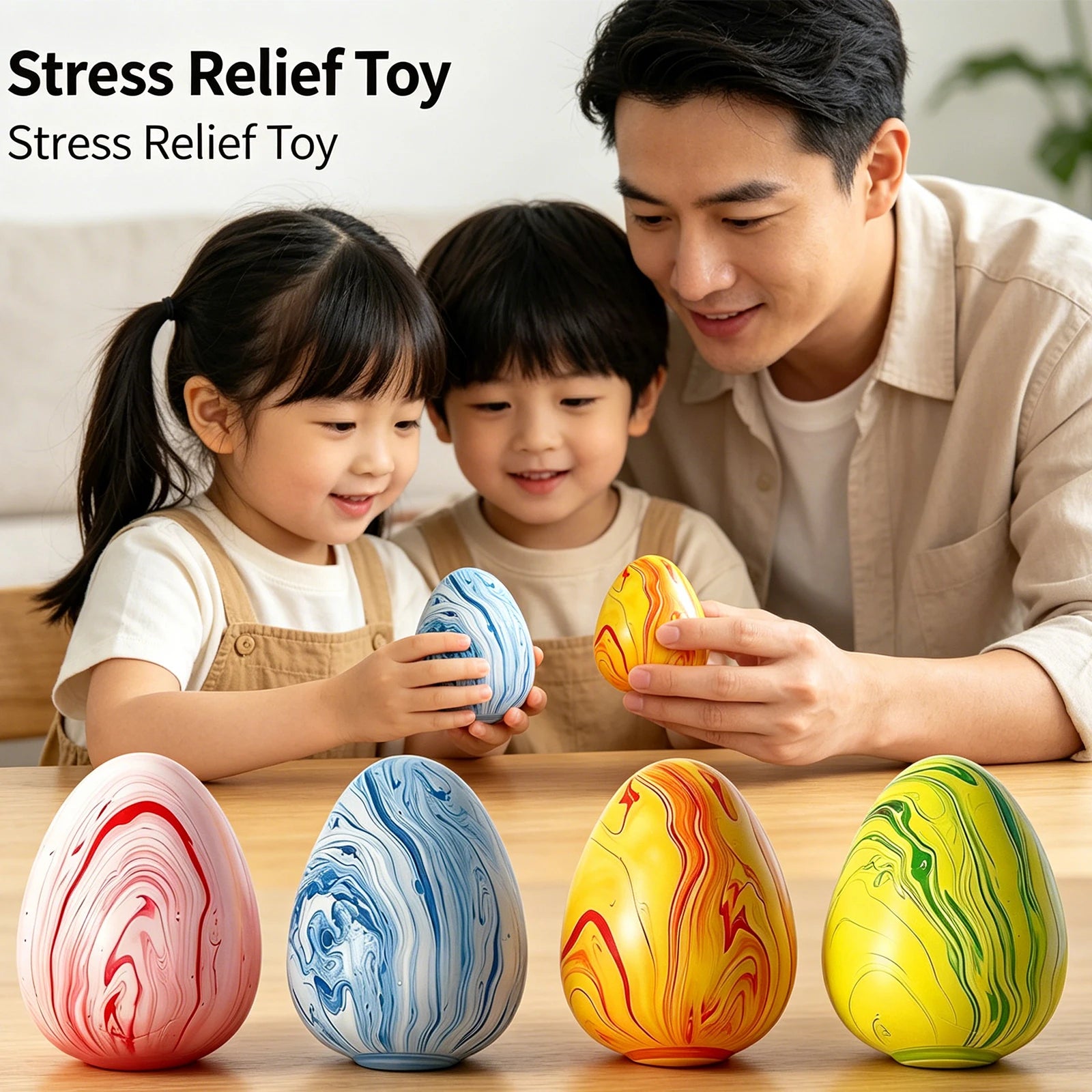 Marbled Egg Stress Relief Toy Squeeze Sensory Fidget Toy Slow Rising Squishy Funny Relax Toy for Anxiety Relief Portable Daily Oasis Select