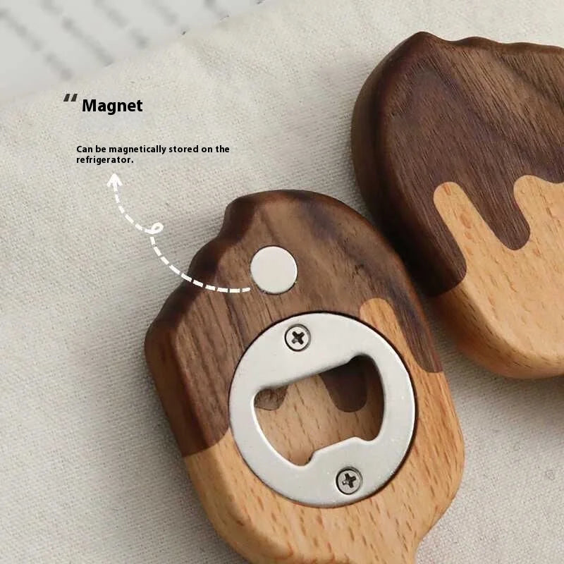Creative Solid Wood Ice Cream Bottle Opener Decorative Item with Magnetic Fridge Magnets Oasis Select