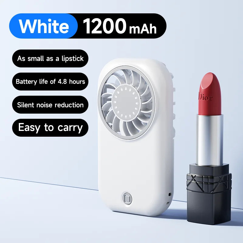 Mini Portable Handheld Fan 5-Speed 11000RPM Turbo Rechargeable Personal Cooling Fan for Travel Outdoor Turbo Handheld Fan Oasis Select WHITE