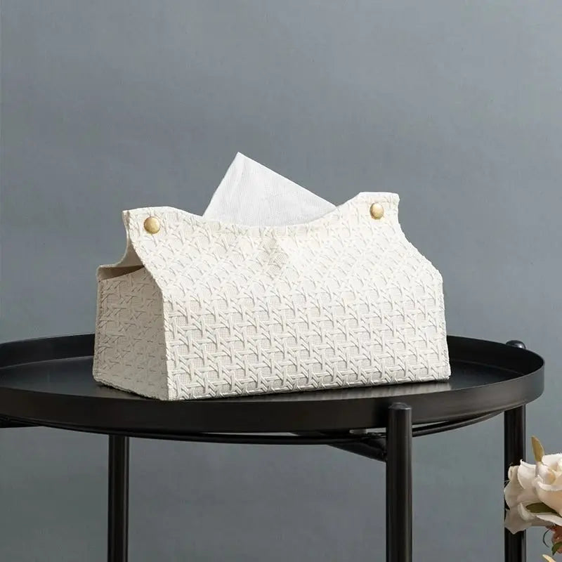 Light Luxury Tissue Box Artistic Pumping Paper Box Toilet Home Living Room Leather Storage Tissue Box Oasis Select