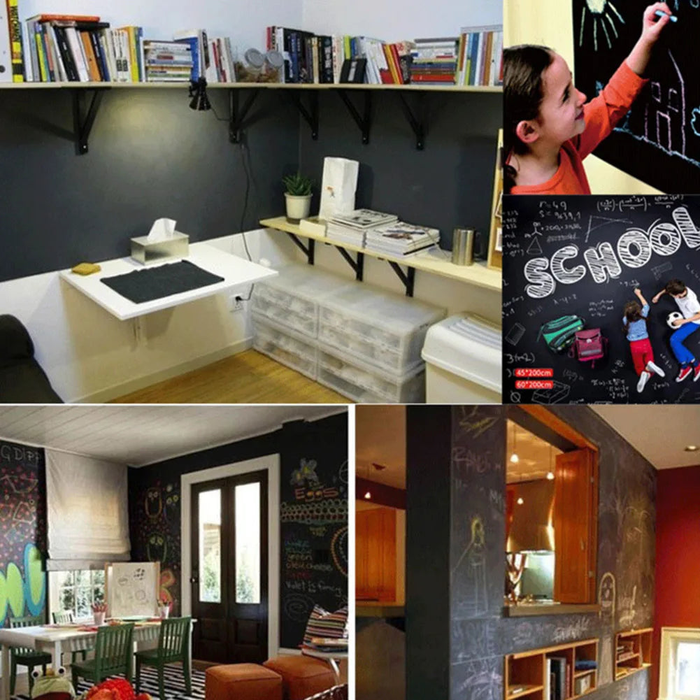 Blackboard Stickers Chalk Board Erasable PVC Adhesive Blackboard With Chalk Wall Sticker Chalk Board Draw Stickers 45x200CM Oasis Select