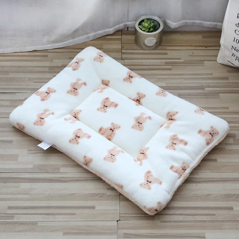 Thickened Plush Mat, Cat Bed, Cat Sleeping Mat, Dog Bed, Coral Fleece Dog Blanket, and Cotton Pad for Warmth Oasis Select Milk white bear XXXL 100x70cm