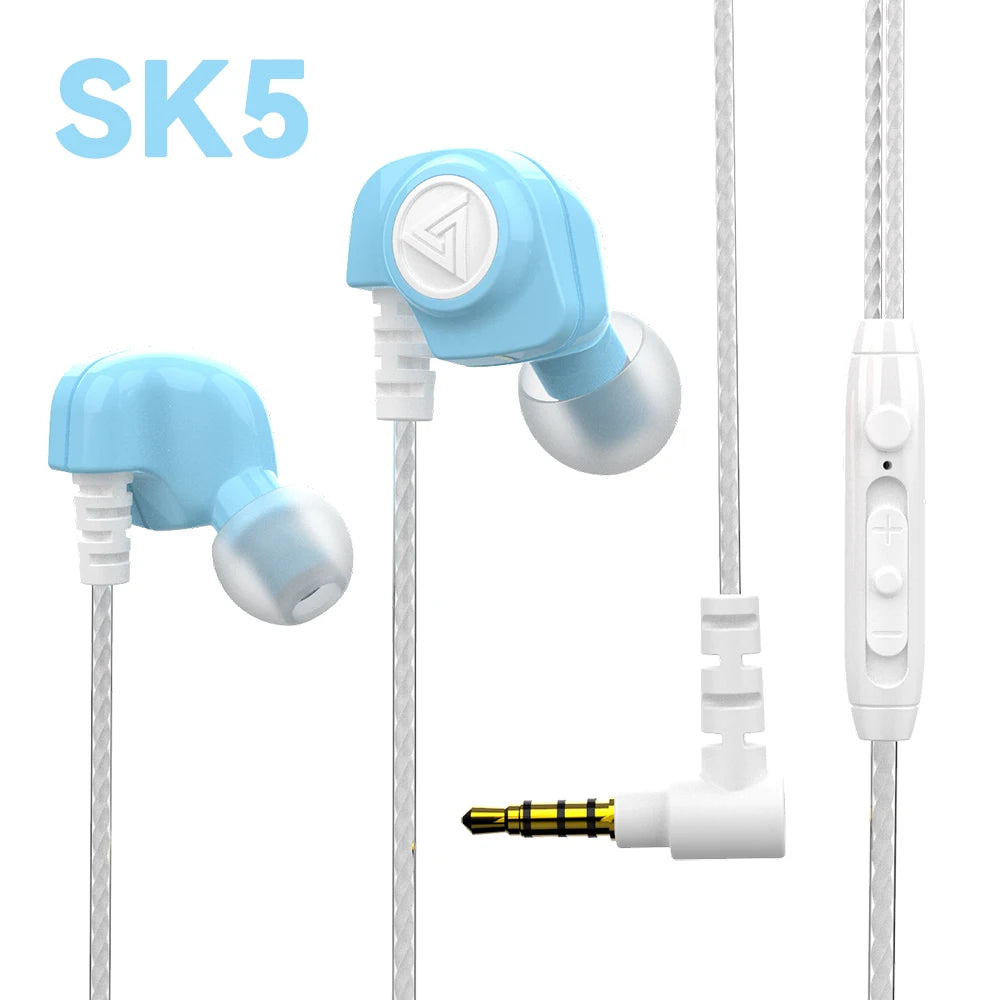 Original QKZ AK6 Copper Driver HiFi Wired Earphone Race Sport Headphone Bass Stereo Headset Music Earbuds 3.5MM In Ear With Mic Oasis Select SK5-Blue