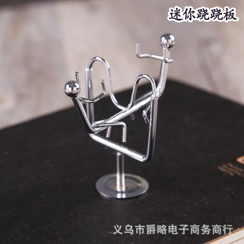 Mini Ironwork Balance Ironman, Stress-relieving Figurine, Untoppling Doll, Sports Metal Handicraft, Small Gift Oasis Select seesaw 2PCS