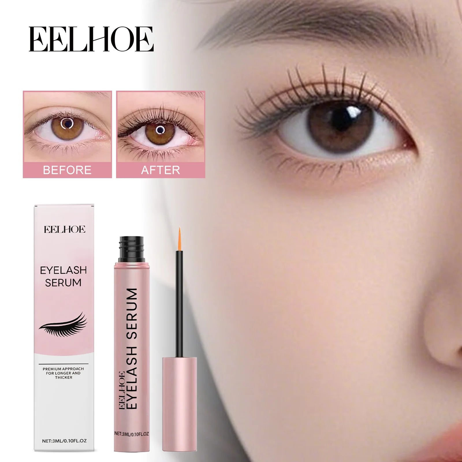 EELHOE Eyelash & Eyebrow Growth Serum – Longer Thicker Lashes