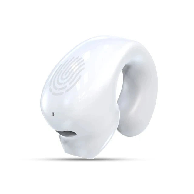 Wireless Ear Clip on Headphones TWS Bluetooth 5.3 Earphones Single in-Ear HiFi Stereo Touch Control Sports Headset with Mic Oasis Select White