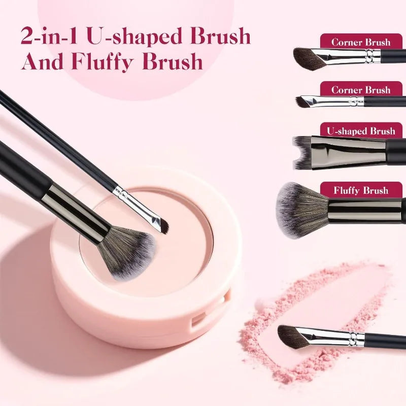 1/3Pcs 2-in-1 U-Shaped Nose Contour Brush Dual Ended for Professional Highlighting and Shadowing Face Makeup Tools Set Oasis Select