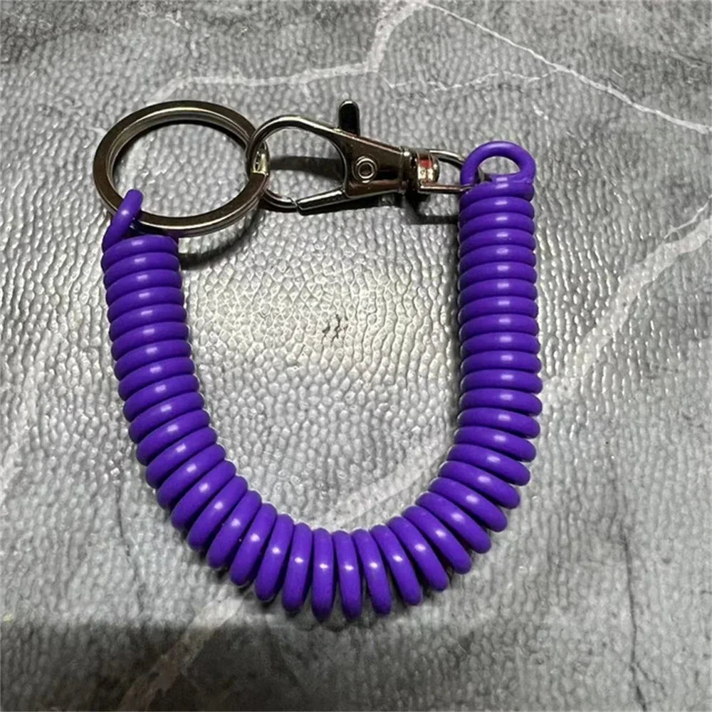 1/2/4pcs Spiral Telescopic Spring Coil Keychain Anti-Theft And Anti Loss Pull Rope Safety Keyring, With Metal Lobster Buckle Oasis Select J