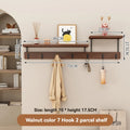 Solid wood clothes hook, multifunctional coat hook on the entrance entrance wall, key hook, wall mounted non perforated row hook Oasis Select Walnut -7