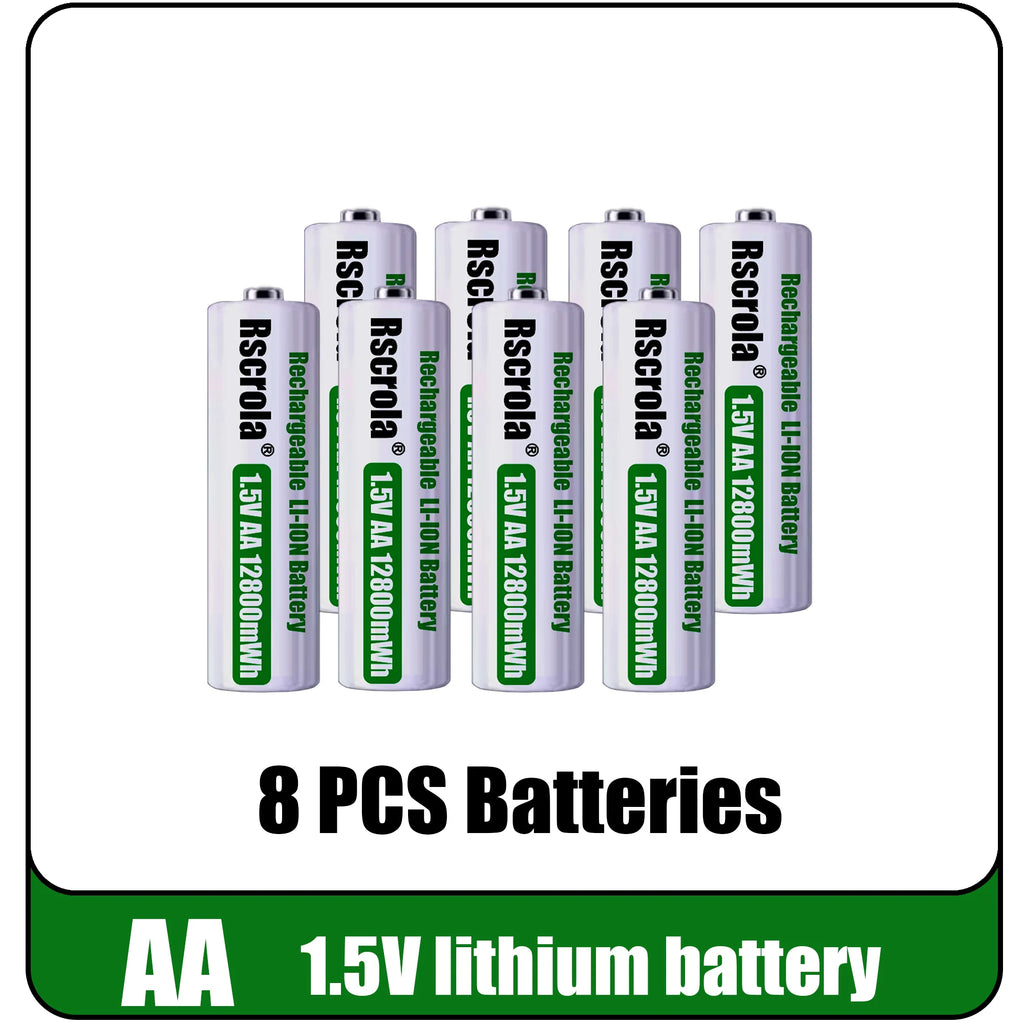 12800mWh 1.5V AA Battery Rechargeable Lithium-ion Battery AA Battery for remote control mouse fan Electric toy Oasis Select 8 PCS Batteries 1.5V China Mainland