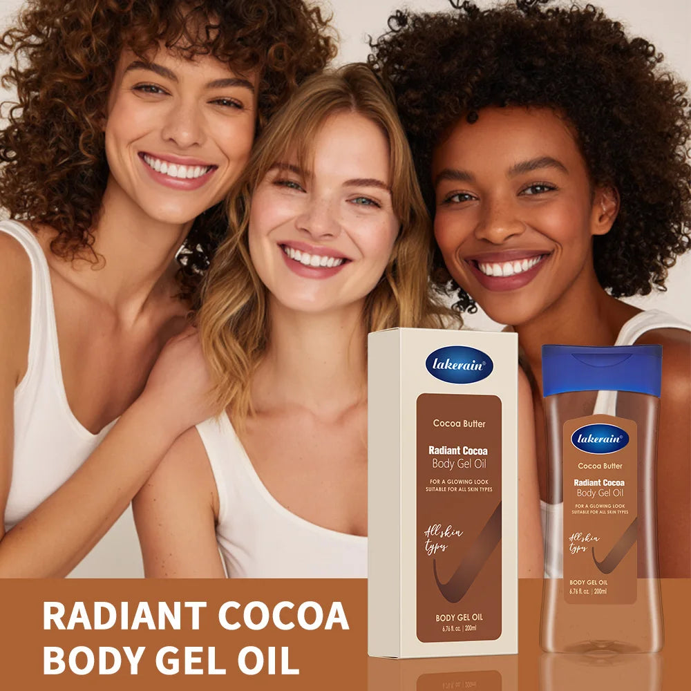 200ml Cocoa Body Oil Gel Moisturizing Hydration for Dry Skin Care Radiant Glowing Butter Treatment Nourishing Body Skin Care Oasis Select