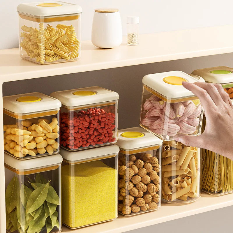 Airtight Food Storage Canister Clear Plastic Container for Coffee GrainsSpices Cereal Kitchen Organizer Pantry Shelf Sealing Jar Oasis Select