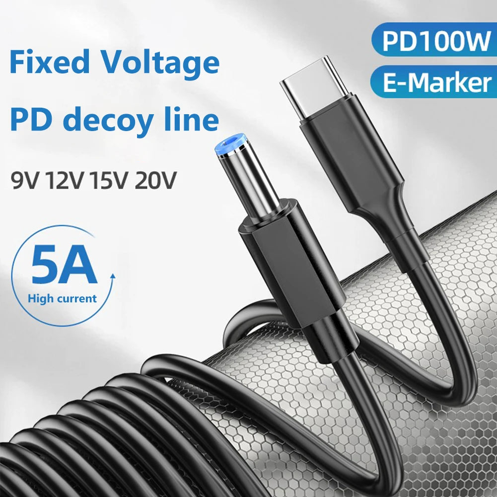 PD 100W USB-C to DC 5525 Power Cable – 9V 12V 15V 20V USB-C Power Adapter Cable Oasis Select