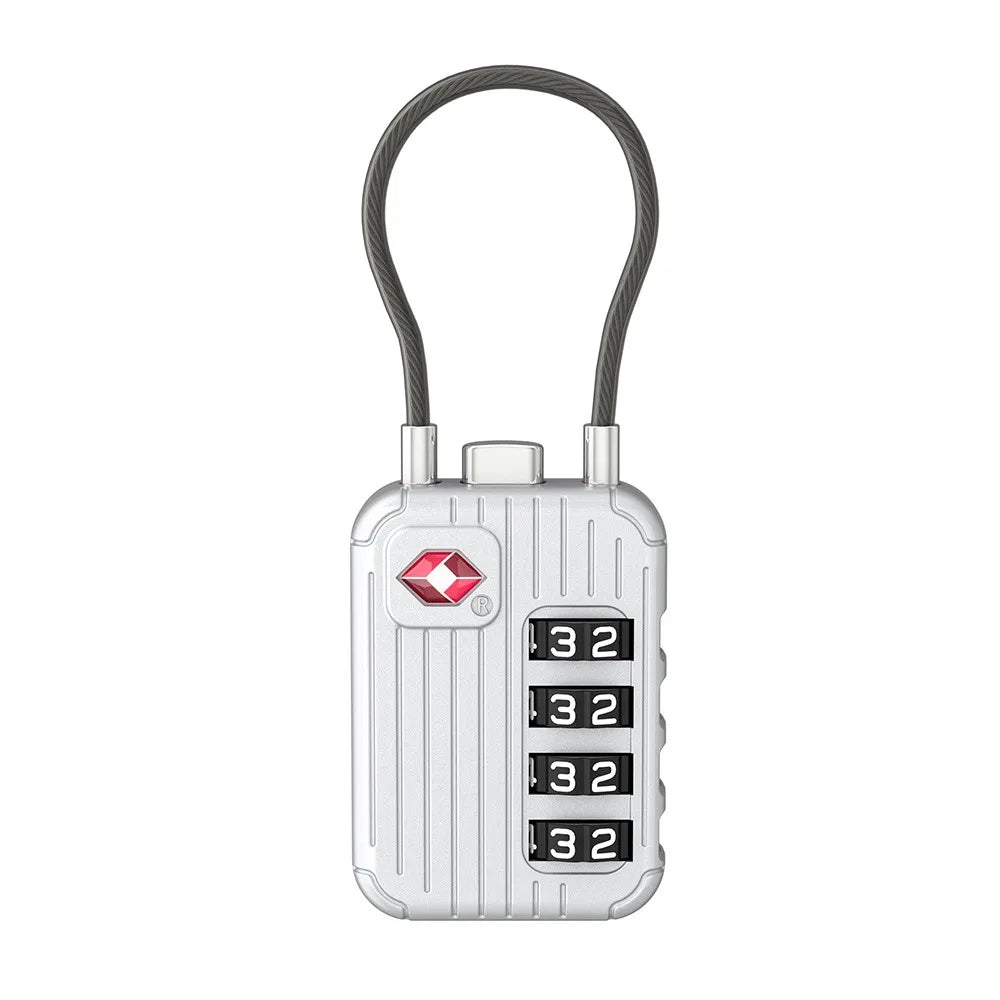 TSA 4 Digit Combination Lock Anti-theft Security Tool Customs Password Lock Zinc Alloy Suitcase Luggage Coded Lock for Travel Oasis Select Silver