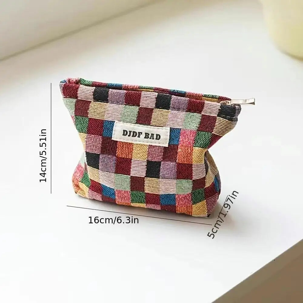 1pc Mini Female Cosmetic Bag Portable Red Soft Small Sanitary Napkin Storage Bag Commuter Coin Key Bag Portable Bank Card Bag Oasis Select