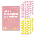 240 star shaped facial stickers, hydrogel acne stickers, suitable for all skin types, pink and yellow star shaped design Oasis Select MULTI 240pcs