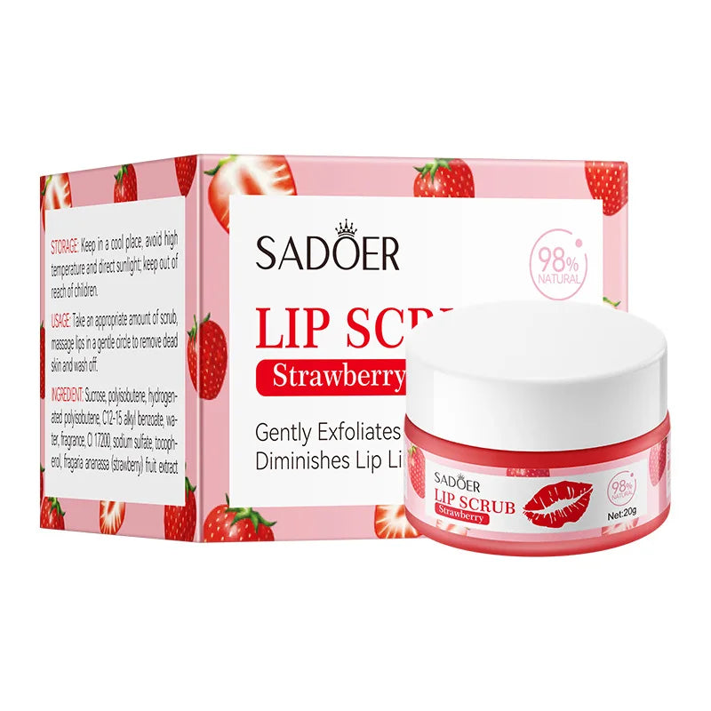SADOER Fruit Lip Scrub Mask – Avocado Orange Strawberry Lip Scrub Mask Oasis Select Strawberry