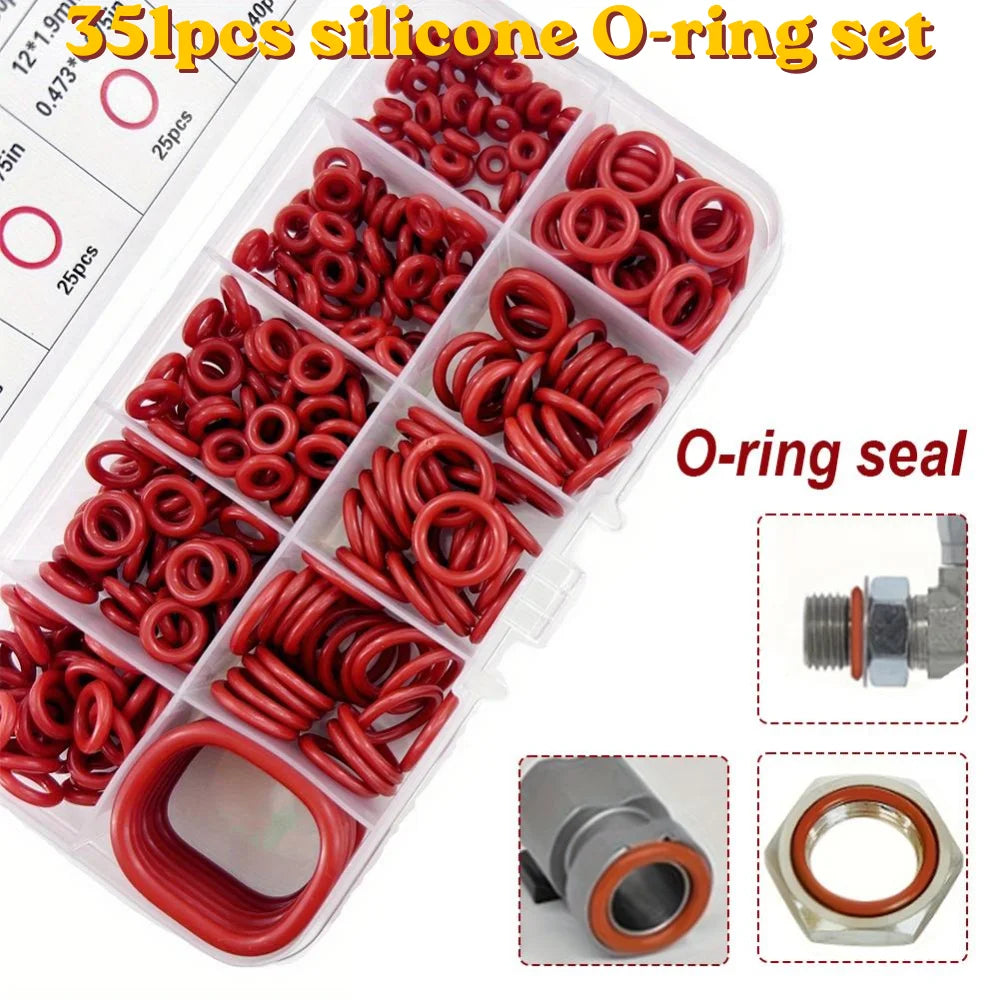 silicone O-ring set 10 Sizes Oil Heat Resistant 351pcs For Cars Pipelines Circular rubber Sealing Ring Gasket Pad Oasis Select
