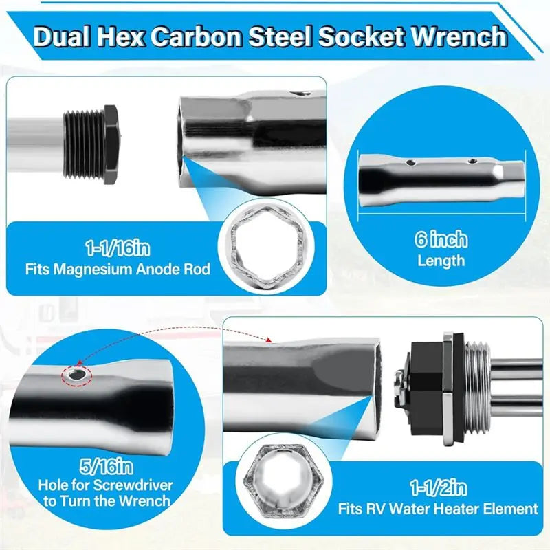LIKE WISH RV Water Heater Elements Kit RV Water Heater Anode Rod For Suburban Water Heater Electric Heating For RV And C Oasis Select