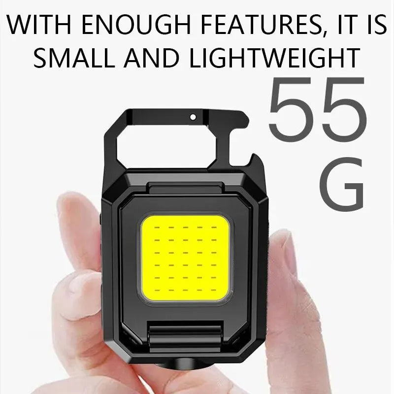 Mini LED Flashlight Keychain Light Double COB Lights USB Rechargeable Work Lights Fishing Lanterna with Magnet Built-in Battery Oasis Select