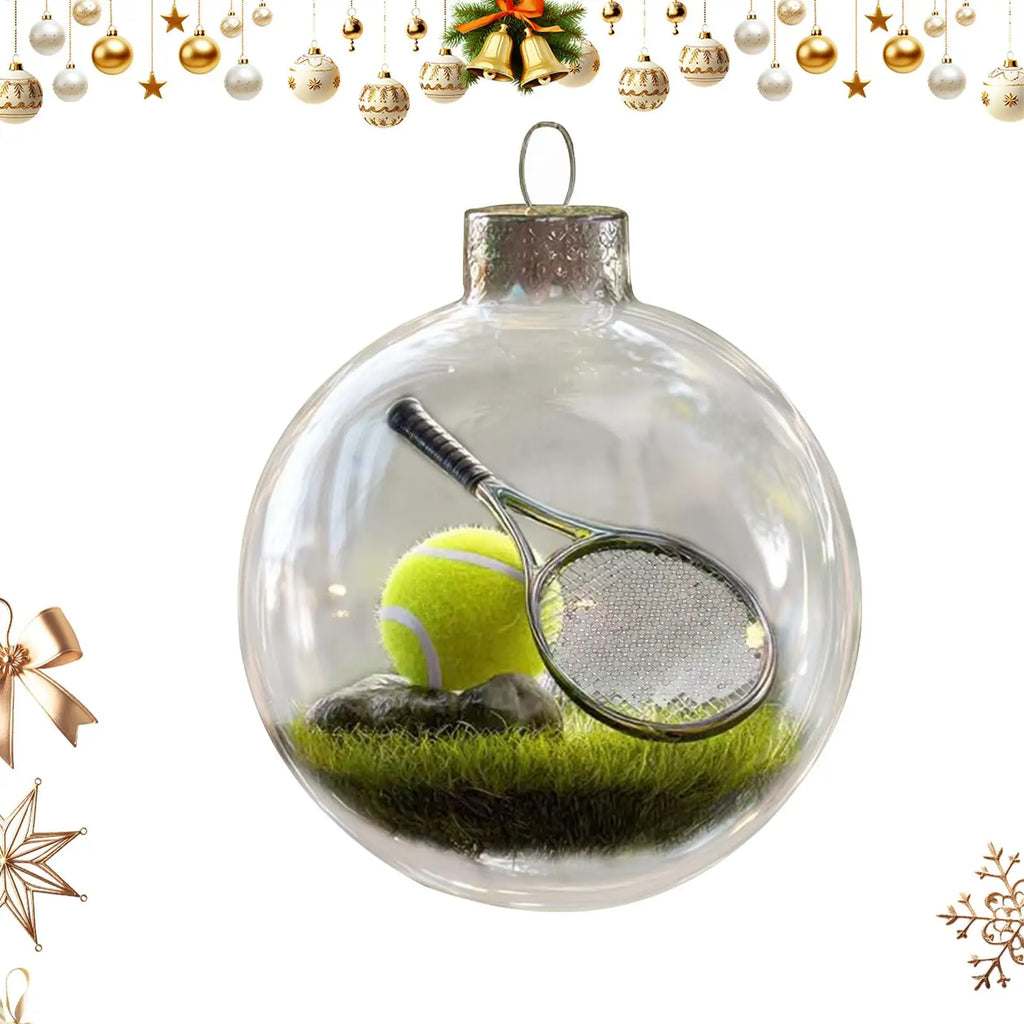 Sports Theme Christmas Ornament Ball Miniature Football Basketball Game Scene Inside Ball Hanging Decor for Tree Mantel Garland Oasis Select