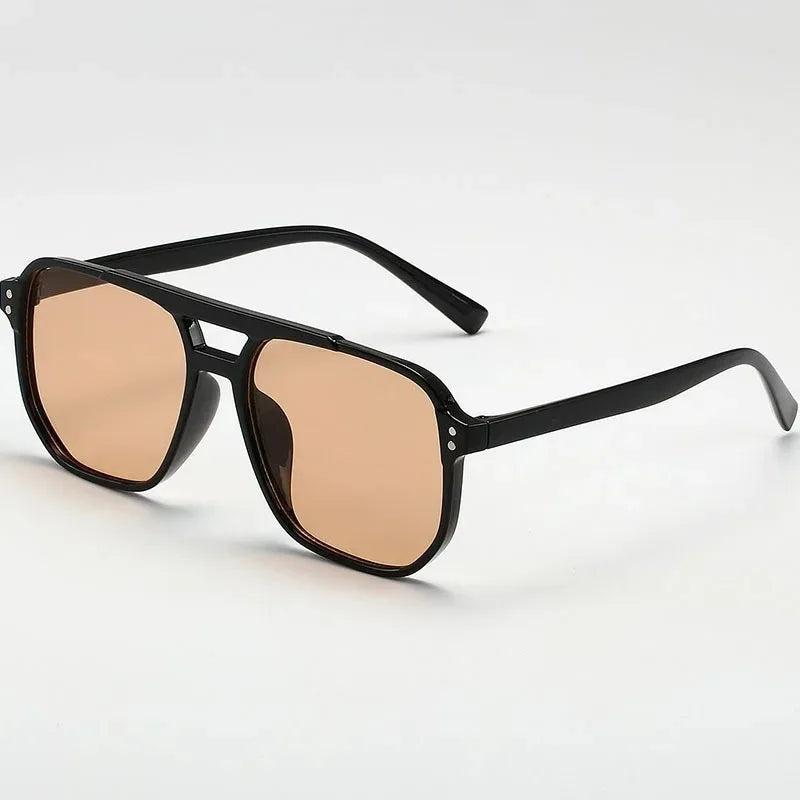 Vintage Men Women Big Sunglasses Men Square Shades Unisex Sun Glasses Black Lense Male Female Sunglasses UV400 Glasses Oasis Select Brown