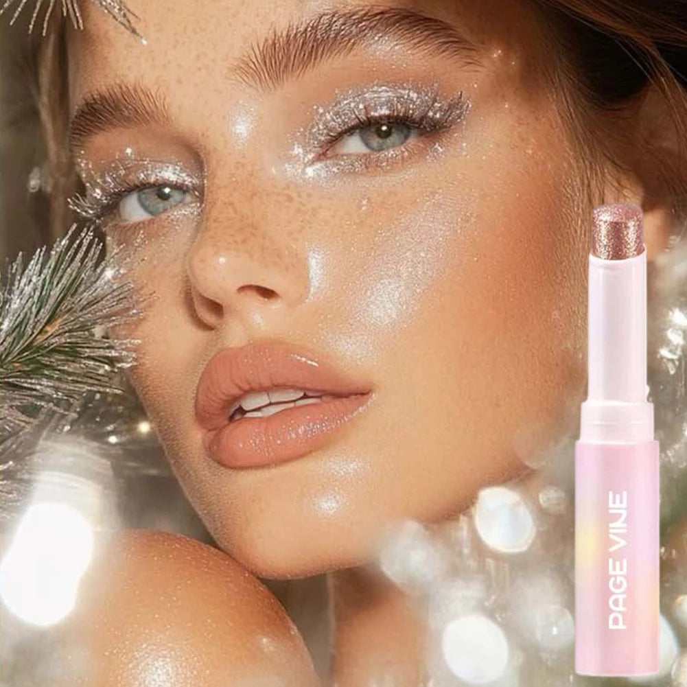 Sparkling Jelly Highlighter Stick Pearlescent Monochrome Shine Glitter Highlight Eyeshadow Stick High Gloss Face Brighten Makeup Oasis Select