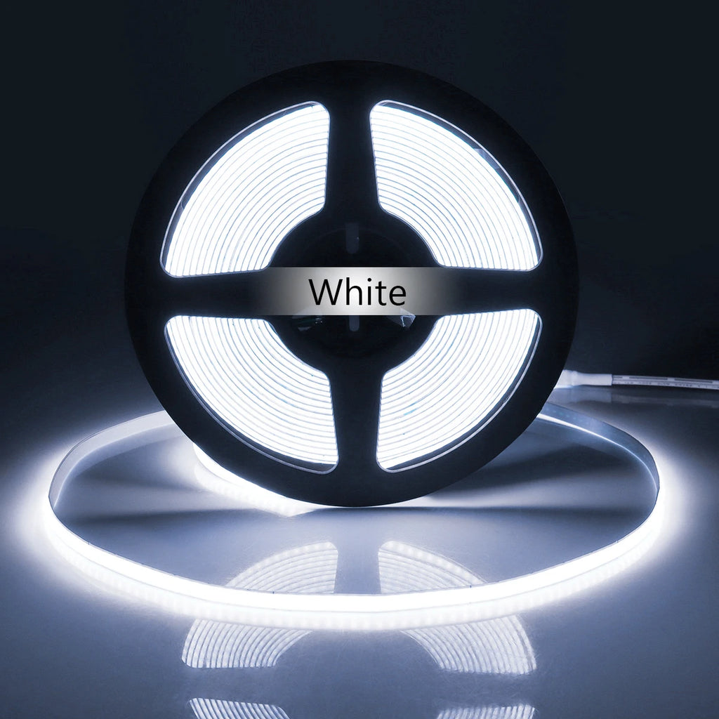 COB LED Strip Light Flexible Lamp Tape Neon Light 12V High Bright Kitchen Cabinet TV Desktop Screen BackLight Car Room Decor ﻿ Oasis Select White 5m
