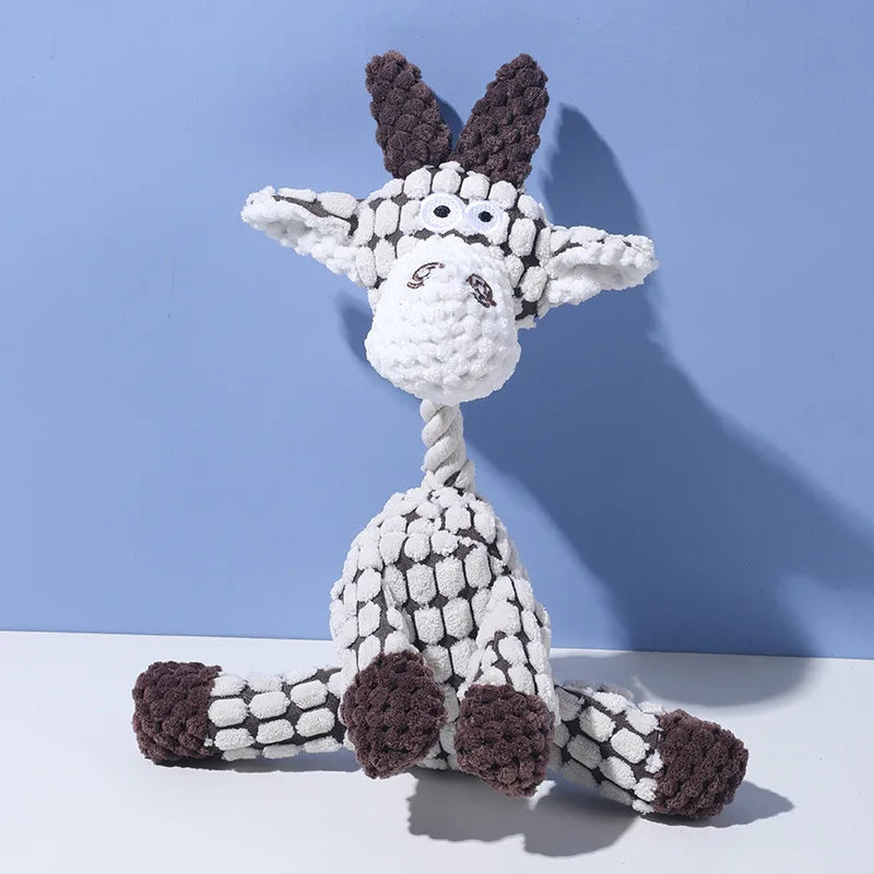 Tough Bite-Resistant Funny Donkey Plush Dog Toy | Squeaky Sound & Teeth Grinding Design | Interactive Chew Toy for Dogs Oasis Select White Goat 13x25cm