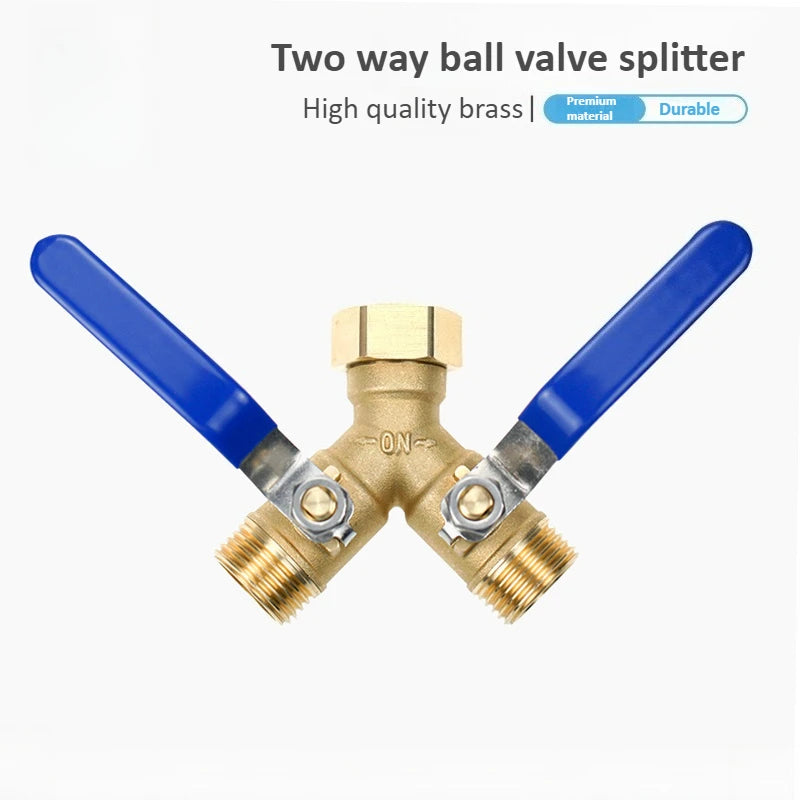 Brass Two-way Valve Long Handle Garden Irrigation 3/4 American Anti-corrosion and Anti Rust Interface Hose Splitter Oasis Select