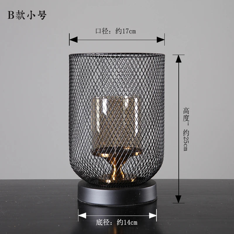 Chinese Zen retro candlestick household metal candlestick decoration hollow out atmosphere decorative candlestick Oasis Select B small